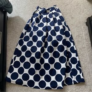 Eliza J Navy and White Polka Dot A-Line Skirt